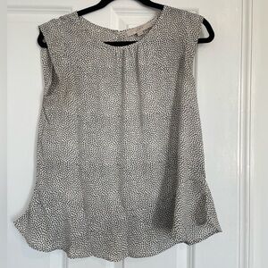 LOFT Tiny Floral Print Sleeveless Peplum Shell